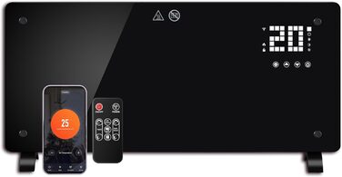 Конвектор DONYER POWER 2500W з Wi-Fi, чорний, настінний/підлоговий, таймер, пульт, 2.5 кВт