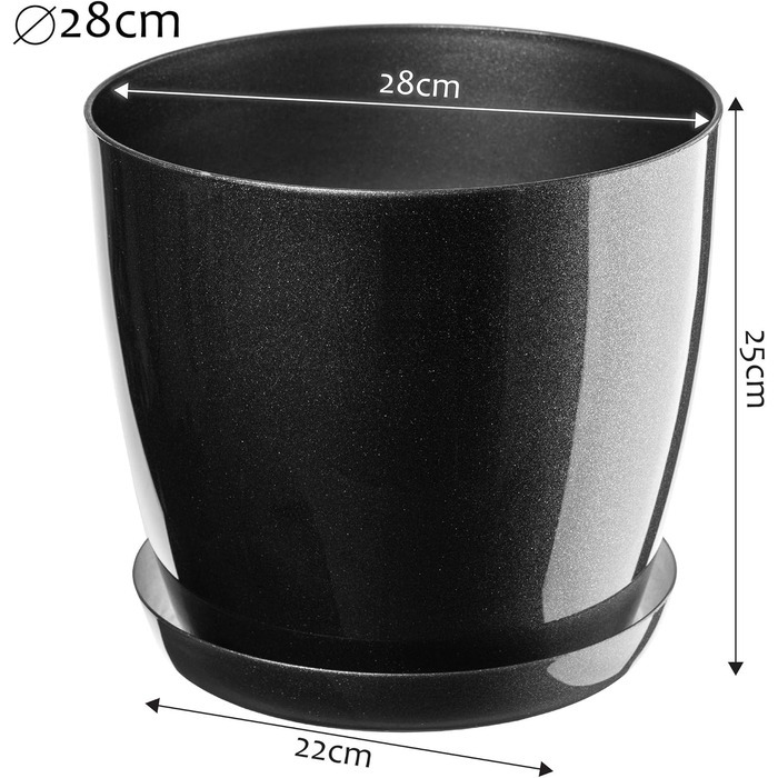 Набір квіткових горщиків KADAX (3 шт.): 20 см та 28 см, антрацит, пластик для дому