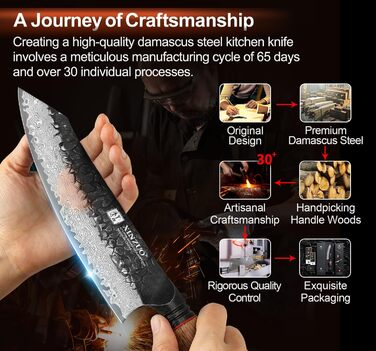 Ніж Сантоку XINZUO Damaststahl 19,3 см з нержавіючої сталі Дамаск, професійний кухонний ніж, серія Mo, ергономічна ручка з білого дуба