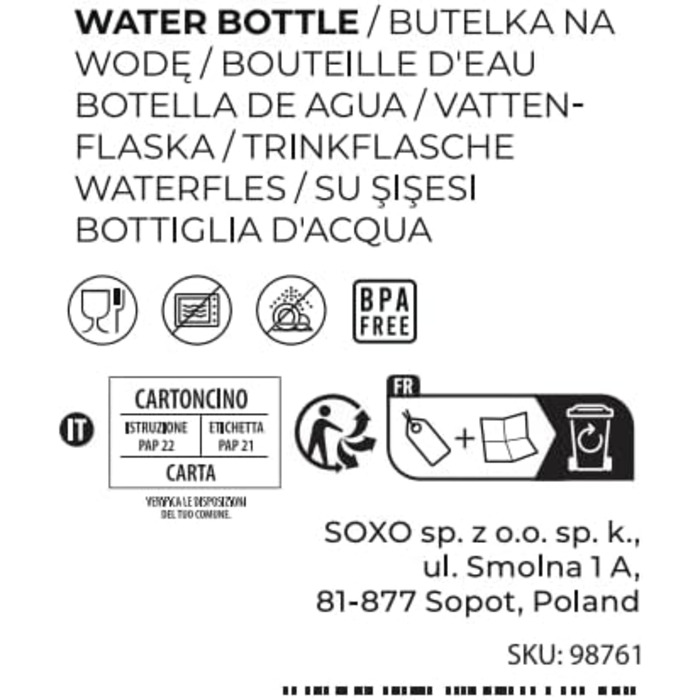 Пляшка для води MOMO WAY 1 л, пляшка для води з тритану без бісфенолу А, багаторазова спортивна пляшка для школи, спорту, фітнесу, подарунок для чоловіків, жінок і дітей, пудра рожева світло-рожева (600 мл, світло-рожева 600 мл)