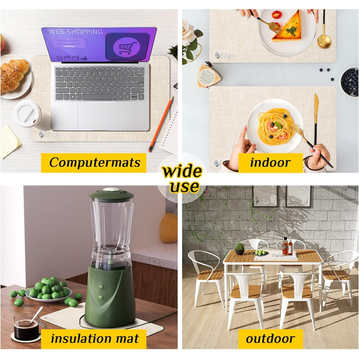 Набори підставки під тарілки Purejoy Platzsets, 6 шт., сірі, миючі, неслизькі, термостійкі, з PU шкіри, для дому, кухні, обіднього столу, 43x30 см