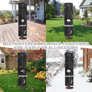 Захисний чохол для парасольки 4м, чохол для парасольки-маркізи, захисний чохол для парасольки до 400 см Ø, чохол для подвійних парасольок, анти-UV, Oxford Fabric, 280x70/70 см