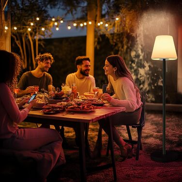 Сонячна LED стійка лампа для вулиці з акумулятором, димуванням, теплим білим та RGB світлом, з датчиком світла, водонепроникна для тераси