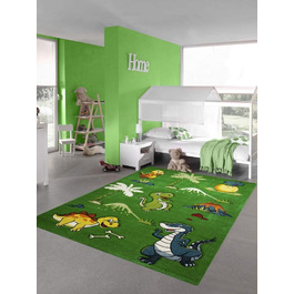 Килим-дитяча мрія, килим з динозаврами, дитяча кімната, килим з вулканом джунглів зеленого кольору, розмір (140x200 см)