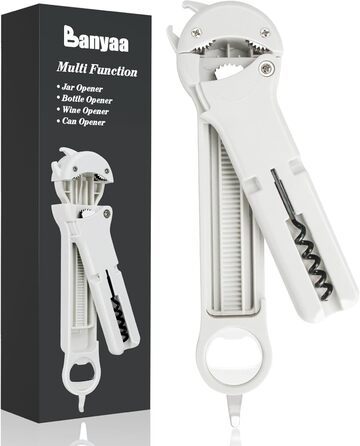 Набір відкривачів для пляшок та банок 7-в-1 для людей похилого віку з артритом, з магнітним механізмом, білий