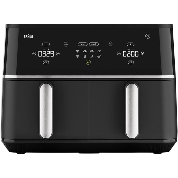 Фритюрниця повітряна Braun MultiFry 3 HF 3030, 4.3 л, 1500 Вт, цифрове керування, 8 програм, антипригарне покриття, чорний