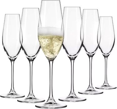 Набір келихів для шампанського KROSNO Champagnergläser Set (6 шт.) 210 мл, Splendour, скло без свинцю, елегантний дизайн, для шампанського, просекко та святкових заходів
