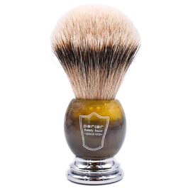 Безпечна бритва Parker 100 Silvertip Badger Bristle Щітка для гоління зі штучною ручкою рогу - Щітки в комплекті Підставка