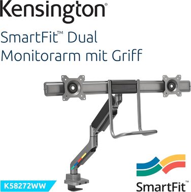 Кріплення для монітора Kensington SmartFit K59601WW (2 монітори, чорний) – регулювання висоти, VESA 75/100