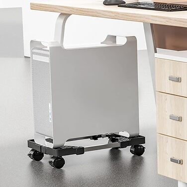 Підставка для CPU (процесора) ПК: Алюмінієва підставка для комп'ютера, універсальний регульований кріплення для CPU з 2 фіксованими колесами та 2 поворотними колесами на 360°, для настільних комп'ютерів або корпусів (чорний)