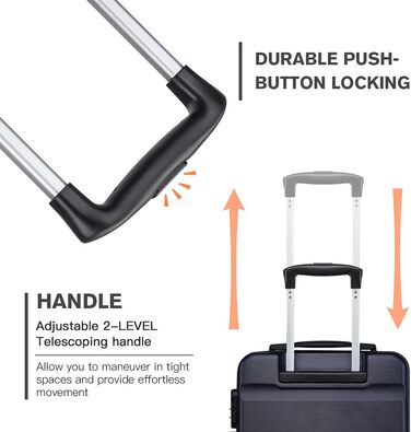 Чемодан-валіза KONO на коліщатках, середній, з ABS пластику, блакитний (колекція)