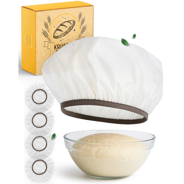 Набір для випічки хліба на заквасці: 2 гнізда для бродіння з ротангу, 600 мл закваски, гнітло, склянка та ніж для хліба. Аксесуари для випічки, 40x40x15 см