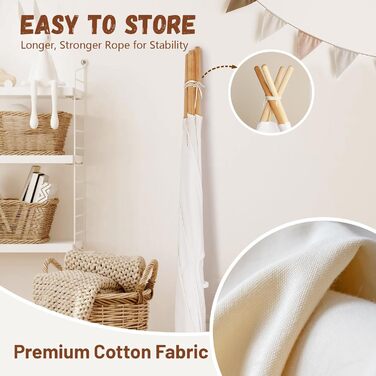 Дитячий намет Wilwolfer Tipi: намет для дітей з бавовни для гри в приміщенні, з сумкою, для дівчаток та хлопчиків, іграшка з чистої бавовни