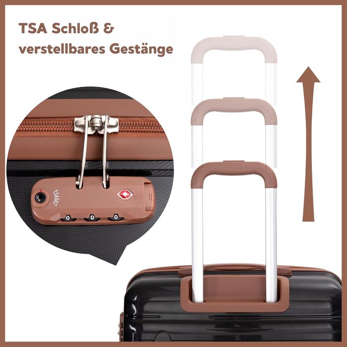 Набір валіз Travelhouse Ascona 5-в-1 (75/65/55 см) з TSA-замком, Spinner-колесами, ABS+PC, темно-зелений (чорний)