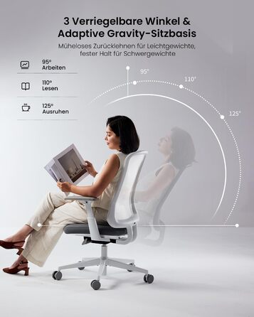 Офісний стілець ProtoArc Flexer ергономічний з регулюванням глибини сидіння, чорний. Сітчаста спинка, контурне сидіння для дому та офісу. Легкий монтаж.