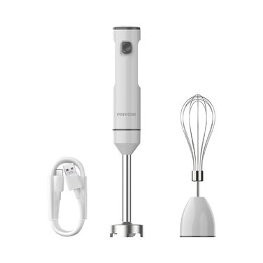Бездротовий занурювальний блендер з USB-C кабелем для приготування смузі, молочних коктейлів, хумусу, дитячого харчування та супів - білий