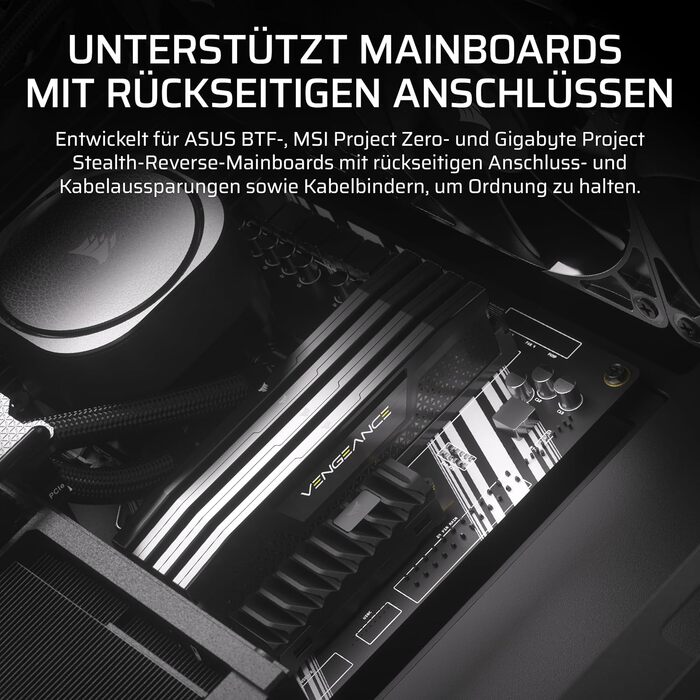 Корпус для ПК CORSAIR 4000D, модульний Mid-Tower ATX, високий повітряний потік, система кріплення вентиляторів InfiniRail™, сумісний з ASUS BTF, MSI Project Zero, Gigabyte Project Stealth, чорний