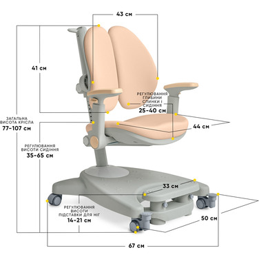 Дитяче крісло Mealux Supra Duo Plus Peech (арт.Y-116 PG)
