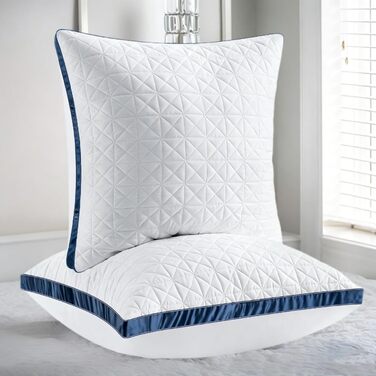 Подушки для сну 40x80 см, 2 шт. Набір подушок для тих, хто спить на боці, подушки для шиї, ортопедичні з преміум-мікрофібровим наповнювачем, дихаючі, м'які та підтримуючі (Темно-синій, 80 x 80 см, 2 шт.)