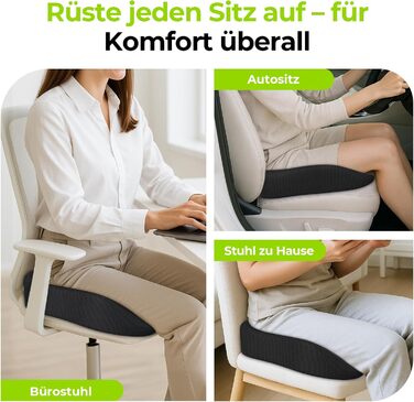 Ортопедична подушка для сидіння AUVON для офісного та автомобільного крісла, кільце для геморою, ергономічна - товстий пінополіуретан Memory Foam, міцна підтримка куприкової області та зняття болю, комфортне сидіння та покращення кровообігу