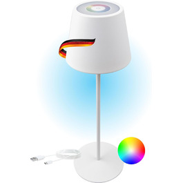 Торшер SCHWAIGER OTL200: LED-лампа, нічник, садовий світильник, RGB, сенсорне керування, акумулятор, диммування, тепле світло, IP44 (білий)