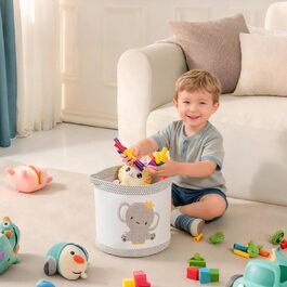 Набір кошиків для зберігання 3 шт. плетені кошики для іграшок, білизни, дитячий органайзер для іграшок, одягу, м'яких іграшок, місткі та надійні кошики (Kronen-Elefant)