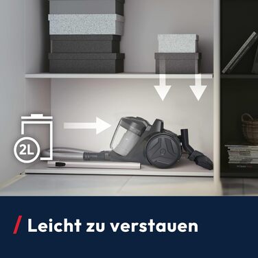 Пылесос Hoover HP1 без мешка, потужний для твердих підлог та килимів, 700 Вт, об'єм контейнера 2 л, фільтр EPA, радіус дії 7,5 м [HPZ107HM]