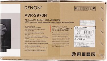 Канальний AV-ресивер Denon AVR-S970H, Dolby Atmos, 8K HDMI, Bluetooth, Wi-Fi, Alexa, Чорний, 7.2-