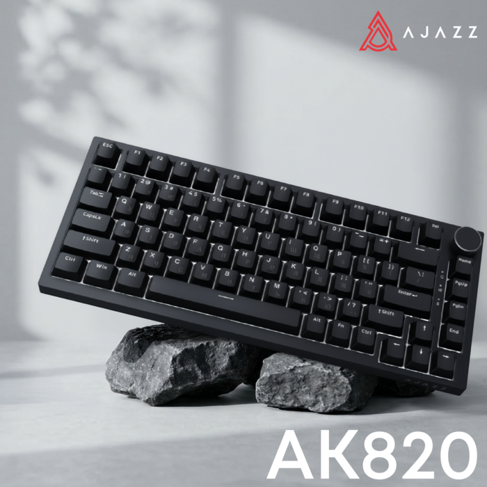 Дротова механічна клавіатура Ajazz AK820 Red Switch Black (AK820-R-B)