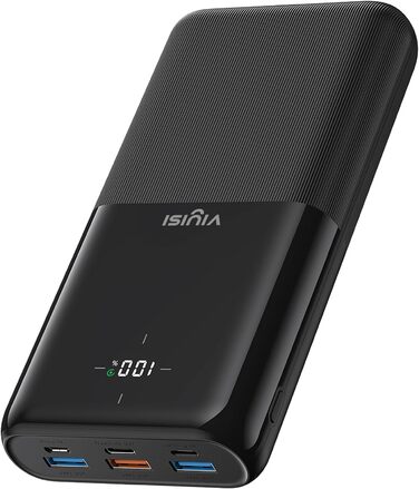 Вт PD, USB C, LED-дисплей, 4 виходи, 3 входи, сумісний з багатьма пристроями, 30000mAh, 20