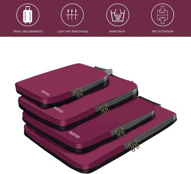 Набір компресійних органайзерів для одягу в подорожі Eono by Amazon, 4 предмети, темно-синій — компресійні куби для пакування в валізу та рюкзак