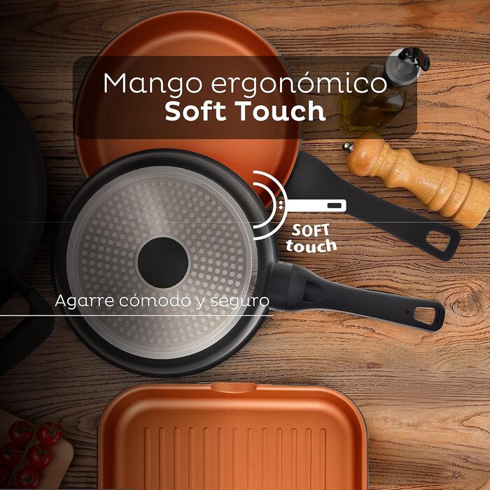 Сковорода San Ignacio Bronze з антипригарним покриттям 28 x 28 x 4,5 см, алюміній, для всіх плит