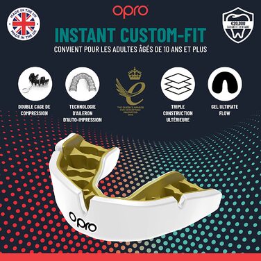 Капи OPRO Instant Custom-Fit, революційна технологія індивідуальної підгонки для максимального комфорту і захисту, Засоби захисту зубів для регбі, боксу, хокею, бойових мистецтв (Великобританія )