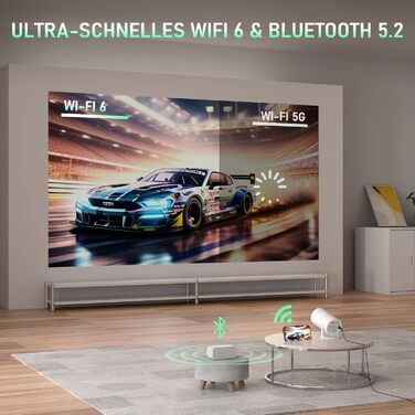 XuanPad Проектор з WiFi та Bluetooth, 30000L, 1080P, Автофокус AI, Поворотний на 210°, Автоматична корекція Keystone, Система видалення пилу та охолодження, Сертифікований Netflix