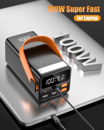 Power Bank 79800mAh Große Tragbares Laptop Powerbank 100W з LED дисплеєм та 4 виходами, для смартфонів, планшетів та ноутбуків
