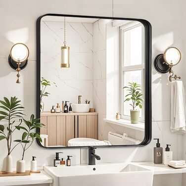 Дзеркало для ванної кімнати Fabuday, 61 x 76,2 см, без рами, для ванної, спальні, у стилі кантрі (Чорний)