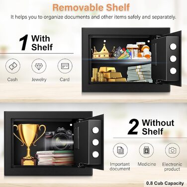 Пожежостійкий сейф Safe Tresor 25L з висувним ящиком та відділенням для батарей, для грошей, ювелірних виробів, документів