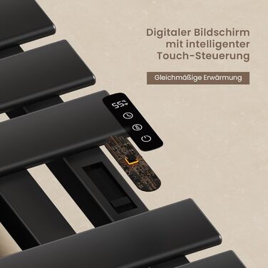 Електричний рушникосушар EMKE з Wi-Fi, 1000 x 500 мм, 320W (правий), чорний. Сумісний з Alexa та Google Home