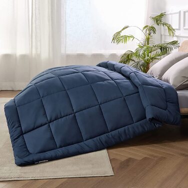 Покривало для ліжка 135x200 зимовий тепле-зимовий пухова ковдра 135x200 450gsm наповнення, Еко-текс, стьобана ковдра для алергіків (155x220 см, синє)