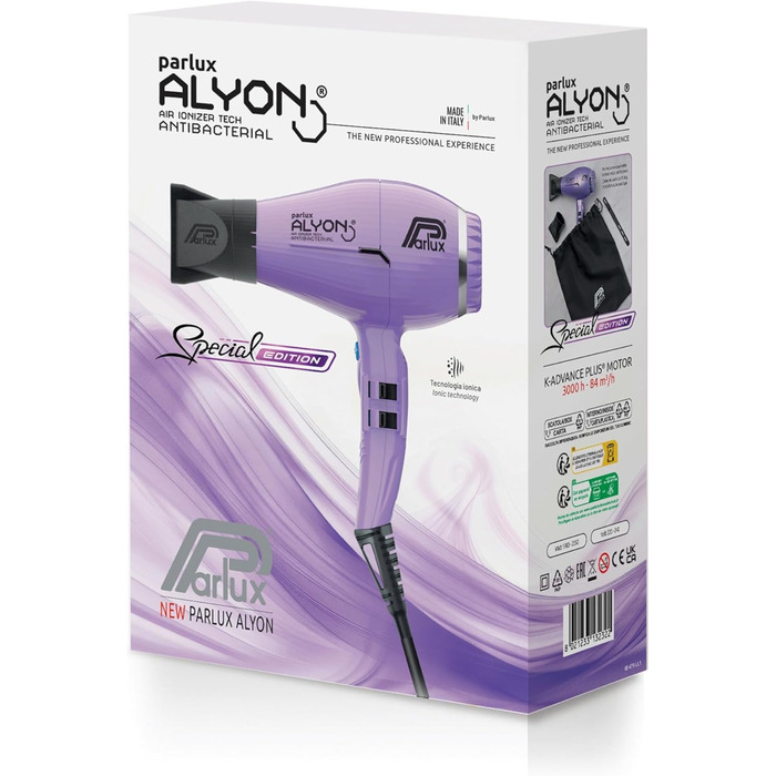 Фен Parlux Alyon Special Edition: професійний, з іонізацією, Made in Italy, фіолетовий матовий