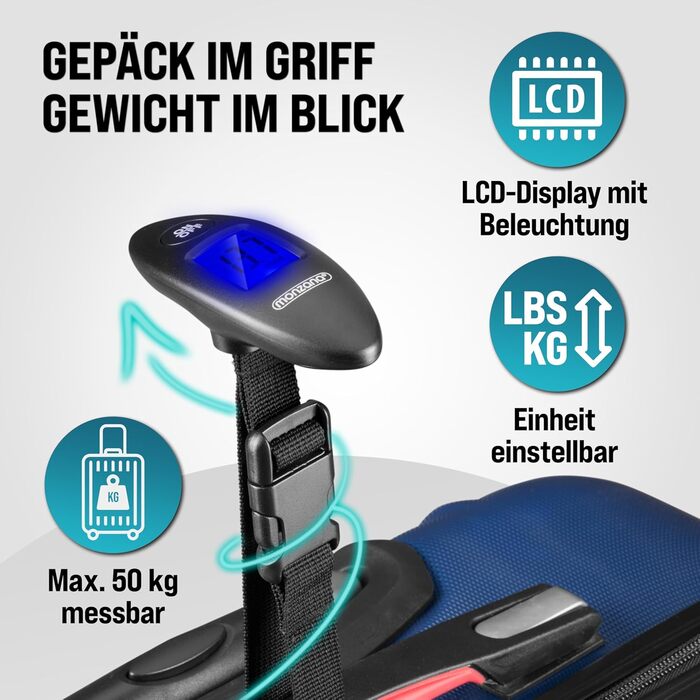 Набір валіз Monzana® 3шт, Зелений - M, L, XL - з замком, органайзером та вагами - з ручками Gel, подвійними колесами, ніжками, тріумфом, валіза-тролей, валіза з жорстким корпусом, набір валіз, тріумф-набір (Блакитний)