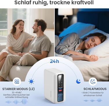 Електричний осушувач повітря з резервуаром 2L, автоматичне відключення та регулювання вологості для ванної, спальні, шафи (білий)