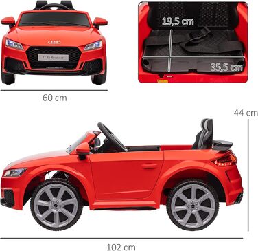 Дитячий електромобіль HOMCOM 12V, з пультом, музикою, USB/MP3, LED, для дітей 3-5 років, червоний