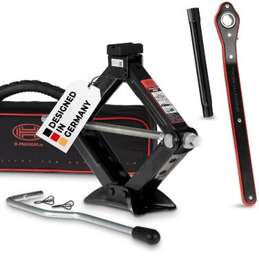 Підйомник домкрат Heyner 2т гідравлічний ножичний з кейсом та гумовою накладкою, висота підйому 98-442 мм, TÜV/GS