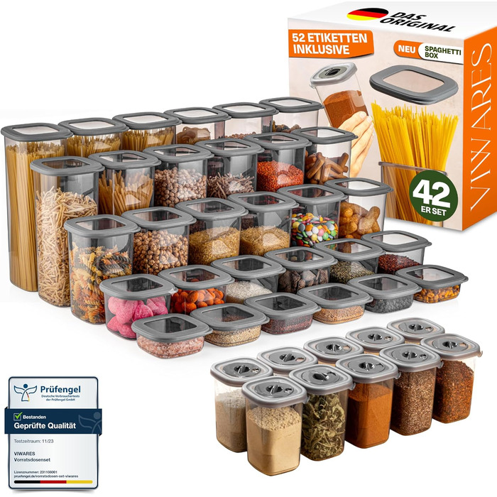 Набори контейнерів для зберігання продуктів з кришкою, 42 шт. BPA-Free, для круп, борошна, цукру. Органайзери для кухні, герметичні контейнери для харчових продуктів
