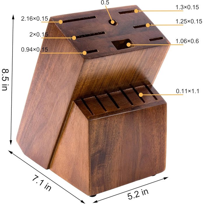 Підставка для ножів Universal-Messerblockhalter: велика бамбукова підставка без ножів, 14 слотів, для кухні (коричнева)