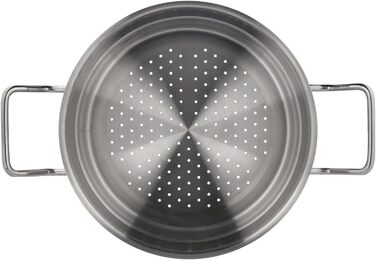 Індукційна каструля MEISTERKOCH 24 см, нержавіюча сталь, зі скляною кришкою об'єм 5,5 л можна мити в посудомийній машині та використовувати на плиті (вставка для приготування на пару 24 см)
