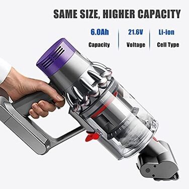 Змінна батарея V7 6000 мАг для Dyson V7, сумісна з фільтром SV113