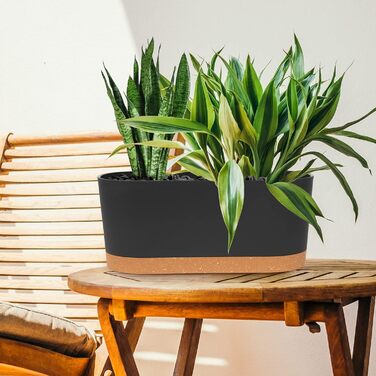 Набір горщиків для квітів QCQHDU 2 шт. з дренажними отворами та знімним дном, підставки, темно-сірий, 40.6 см