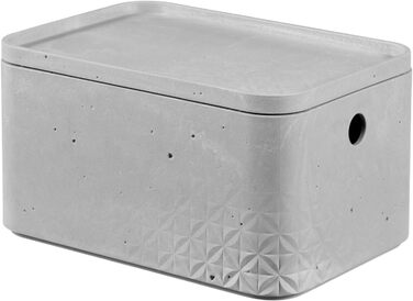 Коробка для зберігання CURVER S з кришкою (4 л), набір із 3 шт. , пластик, світло-сірий (бетон), маленька